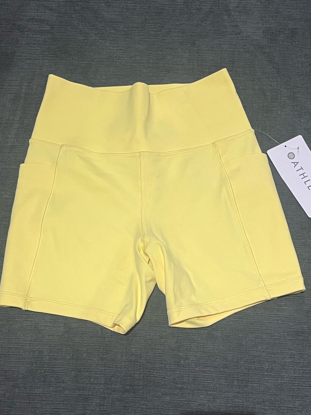 Athleta Lemon Yellow High-Rise Bike Shorts